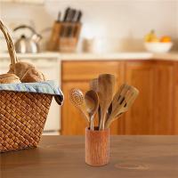 Juego de utensilios de madera de teca para cocina, cucharas de 9 piezas para cocinar con soporte - details 5
