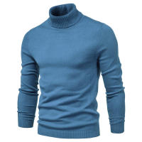 Jersey casual de cuello alto para hombre, suéter de punto, color sólido - details 1