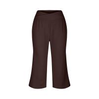 2024 primavera y verano mujeres elástico cintura alta 3/4 pantalón sólido Casual ajuste activo pantalones de pierna Capris anchos pantalones con bolsillos - details 47