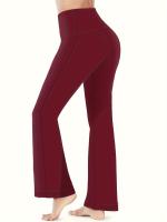 Paquete de 3 Pantalones Deportivos para Mujer, Tallas Grandes Costura Detalle Cintura Alta Pantalones de Yoga de Pierna Acampanada con Bolsillos para Teléfono Conjunto de 3 Piezas Adecuado Primavera/Otoño - details 18