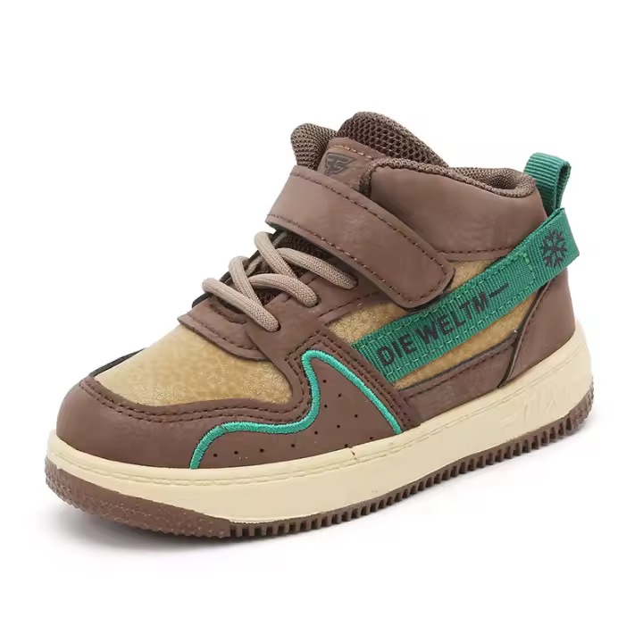 Zapatos deportivos para niños 2025 primavera y otoño nuevos zapatos casuales para niños y niñas zapatos de tablero para niños de tamaño medio de parte superior alta zapatos de bebé de suela suave solo - 1