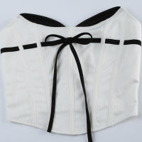 BUNO-Conjunto de vestido de mujer en contraste de color, conjunto de 2 piezas ajustado con vendaje de retazos, tops de tubo sin mangas, minifaldas de cintura media - details 10