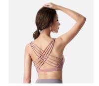 Sujetador deportivo para mujer, Push Up, sin aros, acolchado, entrecruzado, con tiras, para correr, entrenamiento de gimnasia, entrenamiento, ropa interior de Yoga, Tops cortos - details 21
