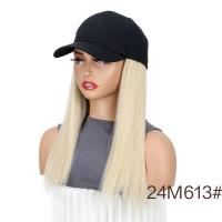 Gorra de béisbol negra sintética con peluca, postizo Natural, peluca de sombrero ajustable, pelo largo y liso de Bob esponjoso de una pieza - details 9