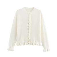 TRAFZA-suéter informal elegante y cálido con una hilera de botones para mujer, cárdigan de manga larga de punto decorativo apilado a la moda de primavera - details 4
