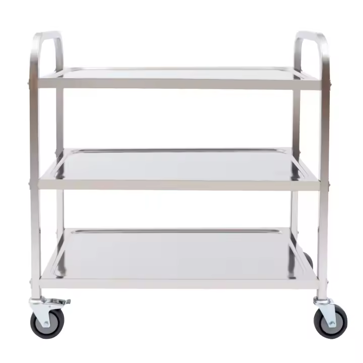 Carro de servicio de acero inoxidable con 3 estantes, carro de cocina, carro de comida con freno 85*45*90cm/33,46*17,72*35,43 In Simple, Moderno - 1