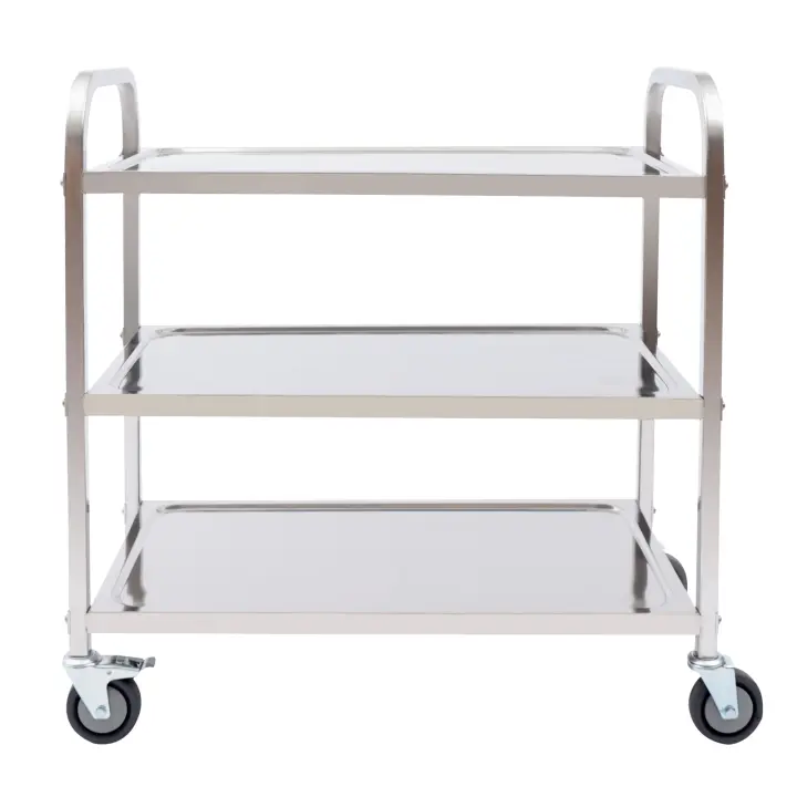 Carro de servicio de acero inoxidable con 3 estantes, carro de cocina, carro de comida con freno 85*45*90cm/33,46*17,72*35,43 In Simple, Moderno - 1