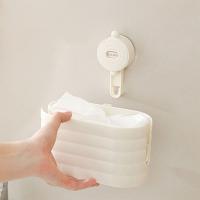 Organizador de toallas para la cara con ventosa de plástico, caja de almacenamiento de toallitas extraíble para ahorrar espacio con fregona de mano montada en la pared - details 2