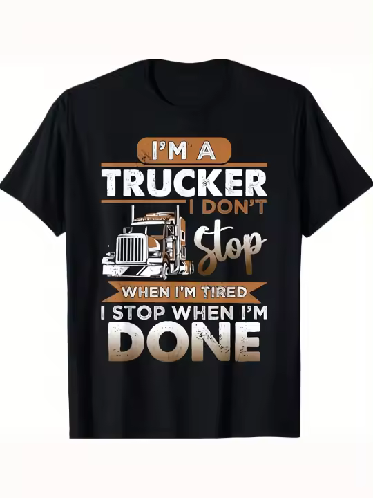 Camiseta de Camionero Divertida Cuello Redondo Manga Corta de Algodón Suave y Cómoda - 1