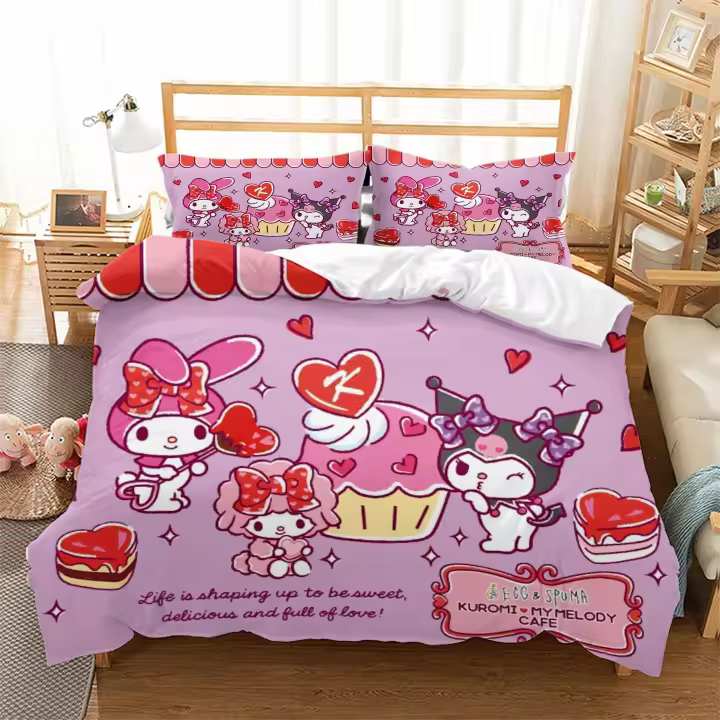 Conjuntos de Cama con Estampado Lindo Funda de Cama, Funda de Edredón, Funda de Almohada para Niños y Adultos Juego de 2-3 Piezas - 1