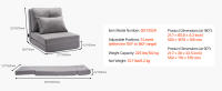 SucceBuy Silla convertible con tapa, sofá de piso ajustable de 5 posiciones, sofá cama tapizado plegable, para sala de estar, dormitorio, gris - details 6
