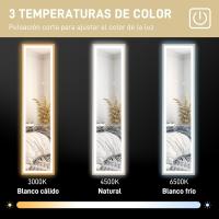 Cuerpo Entero con Luz LED 160x40 cm Espejo de Pie Espejo de Pared con Iluminación de 3 Colores Táctil Inteligente Función de Memoria y Soporte para Salón Dormitorio Roble - details 1