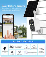Cámara de seguridad exterior Wifi de 4MP Solar Outdoor 180 ° Rotación de la sartén Tarjeta SlM 4G Cámaras de protección segura PlR Detección humana Batería de baja potencia y larga duración Batería de 9000 mAh Cámara Ubox APP - details 0