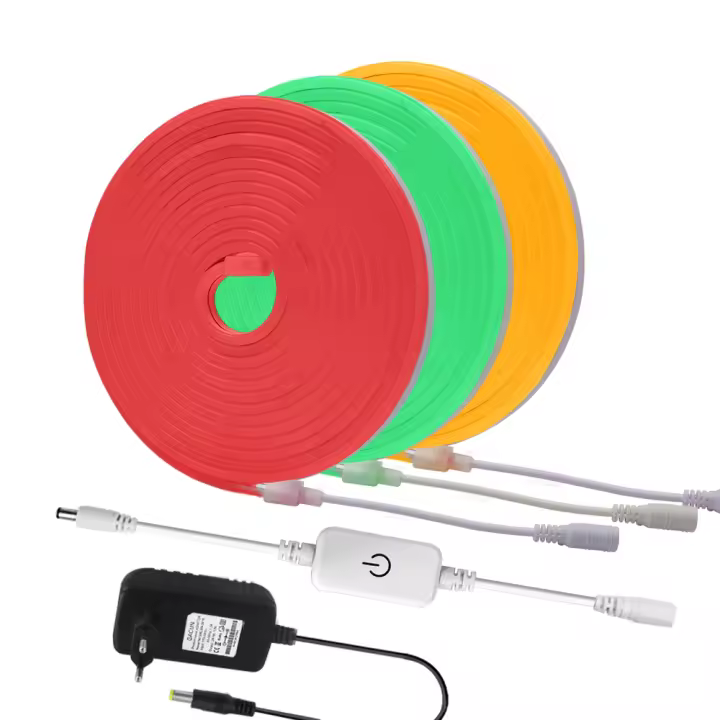 Tira Flexible de luces LED de neón, 24V, 2835, 120LED/m, señal de 5x11mm, IP67, cinta de cuerda impermeable con interruptor de atenuación táctil - 1