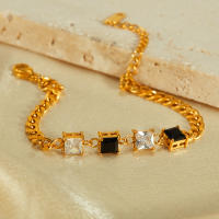 Pulsera delicada de acero inoxidable estilo INS para mujer – Joyería minimalista de acero de titanio con circonita brillante - details 8