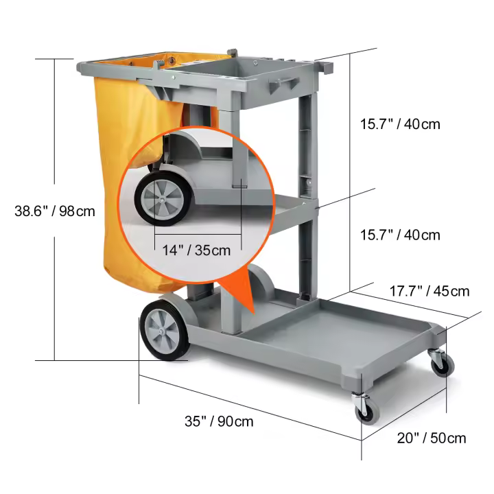 SucceBuy Carro de limpieza, Carro de limpieza comercial, Carro de limpieza de plástico con bolsa de PVC - 1