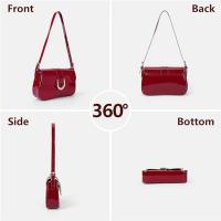Bolso cruzado retro para mujer Bolso de mano sólido de lujo con correa y solapa, bolso rojo para axila - details 13