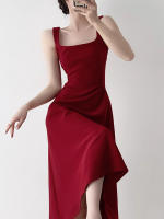 Camisola con cuello cuadrado rojo, nuevo aspecto adelgazante y ceñido a la cintura de verano, adecuado para uso diario, ropa para tostar, compromiso - details 1