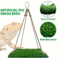 Colchoneta de hierba Artificial para columpio de pájaros, cama de dormir Natural para hámster con forma redonda/cuadrada con ganchos, estera colgante para buscar comida, juguetes para animales pequeños - details 6