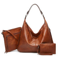 Bolso de hombro de piel sintética para mujer, conjunto de tres piezas, suave - details 2