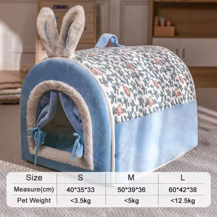Cama cálida de invierno para perro y gato, tienda de dormir profunda, nido de Casa geométrico acogedor, extraíble y lavable, suministros para mascotas medianas y grandes - 1