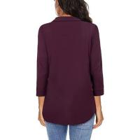 Camisa de Mujer 2025 Elegante Chifón, Cuello en V, Manga 3/4, Estilo Europeo, Tejido Transpirable - Moda de Oficina y Casual - details 5