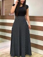 Vestido de manga corta a juego con estampado de flores de estilo europeo y americano para mujer, falda con vuelo grande, 2024 - details 4