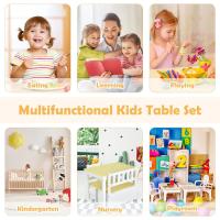 2 Sillas para Niños con Banco, Conjunto de Muebles con Banco de Almacenaje, Muebles Infantiles de 4 Piezas para Niños de 3 a 7 Años (Natural) - details 7