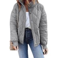 Chaqueta acolchada de manga larga para mujer, abrigo informal de primavera y otoño, Cuello de pie, con bolsillos - details 6