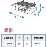 Cajón para Barbacoa con Parrilla de INOX, 68 x 40 x 26 cm - details 1