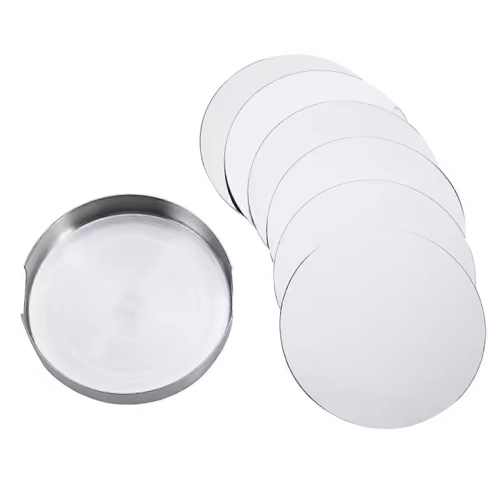 Juego de 6 Posavasos de Acero Inoxidable Redondos, Antideslizantes, Resistentes al Calor con Base - 1