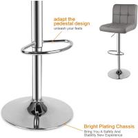 Taburete de Bar de Juego de 2 Altos de Cocina Silla de Bar de Cuero Sintético Regulable en Altura con Resaldo y Reposapiés Giratorio de 360° para Cocina, Mostrador, Bar Negro - details 12