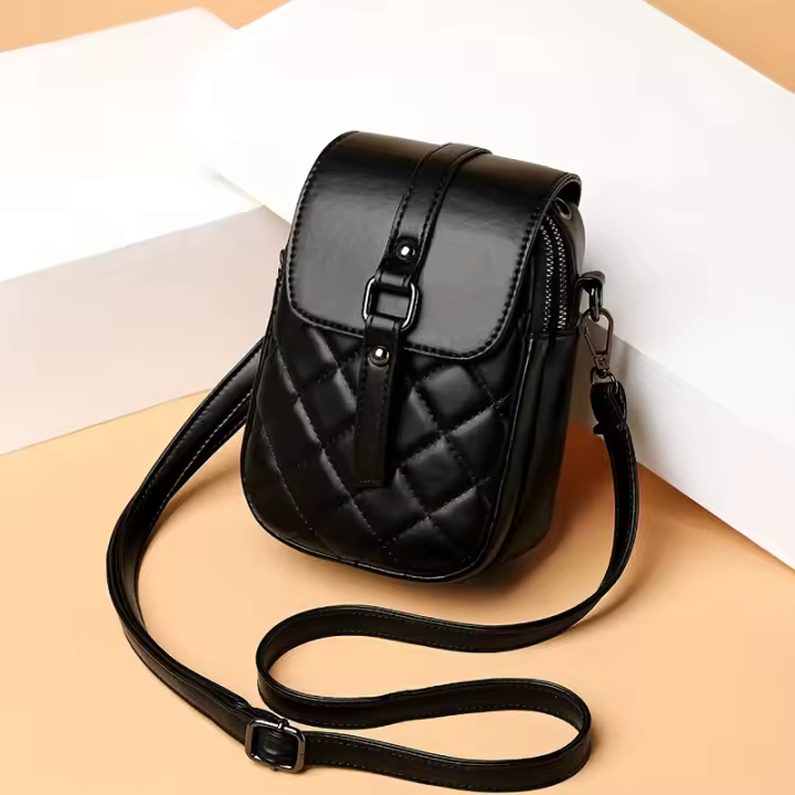 Bolso Bandolera Mini Acolchado para Mujer - Correa Ajustable, Múltiples Compartimentos y Cierre de Cremallera, Forro de Poliéster, para Uso Diario, Accesorio Elegante, Bolso Cruzado Pequeño - 1