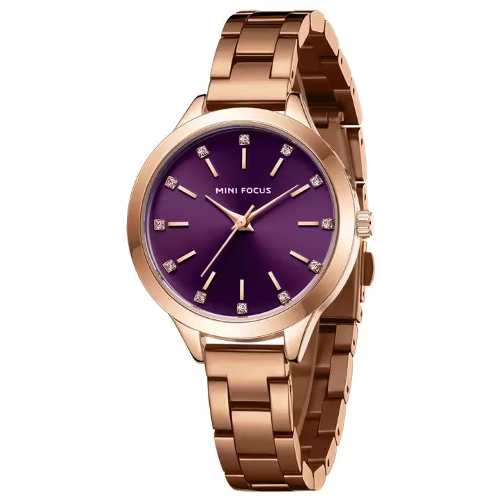 Reloj de mujer – Reloj de pulsera de cuarzo resistente al agua de acero inoxidable con detalles de cristal Reloj elegante minimalista para damas - 1
