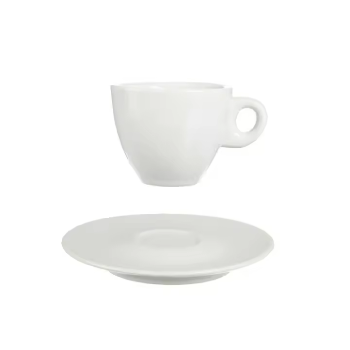 Tazas Café con Plato,Juego de 6 tazas y platillos para café,tazas de café con mango circular 200ml - 1