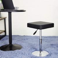 Cuadrado Cuero Silla Ocio Bar Trabajo Giratorio Ajustable en Altura Garaje sin Respaldo barbero Blanco - details 8