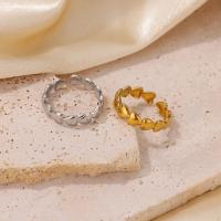 Anillos de Corazón de Acero Inoxidable para Mujer Anillo de Corazón Dorado Ajustable con Apertura - details 2