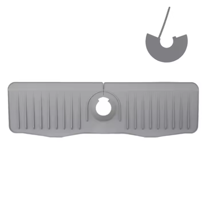Bandeja de silicona para grifo de fregadero, protector contra salpicaduras, estera de drenaje de silicona, estera de fregadero de cocina, estera de secado de silicona - 1