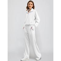 Conjunto casual de dos piezas para mujer: sudadera extragrande con media cremallera y pantalones deportivos de pierna ancha - details 5
