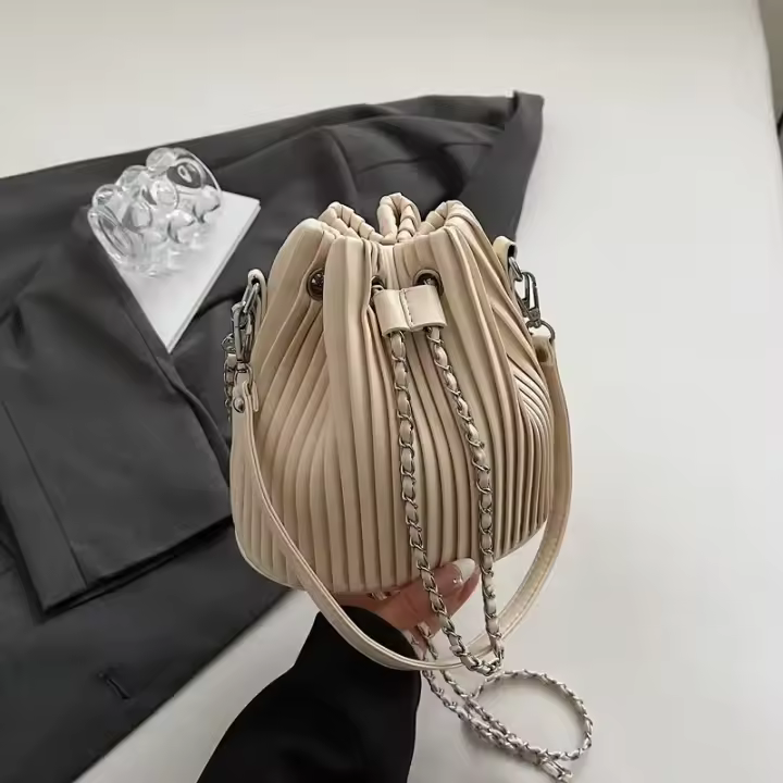 Elegante Bolso Minimalista Cierre de Cordón, Bolso de Mano para Mujeres, Finish Texturado, Accesorio de Moda Trendy - 1