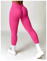 Mallas de Yoga con espalda en V para mujer, Leggings de cintura alta, levantamiento de cadera, melocotón miel, deportes - details 5