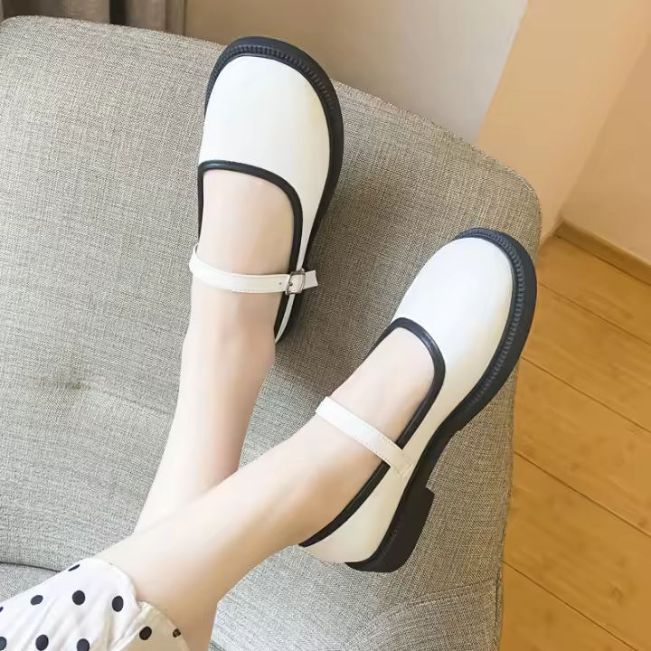 Nuevos zapatos Mary Jane individuales con falda JK Boca ligera, tacón bajo, color a juego y versátiles. - 1