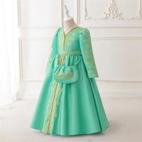 Vestido de princesa de manga larga bordado para niñas, disfraz de flores para niñas, vestido árabe de Dubái, bata musulmana de Ramadán. - details 19