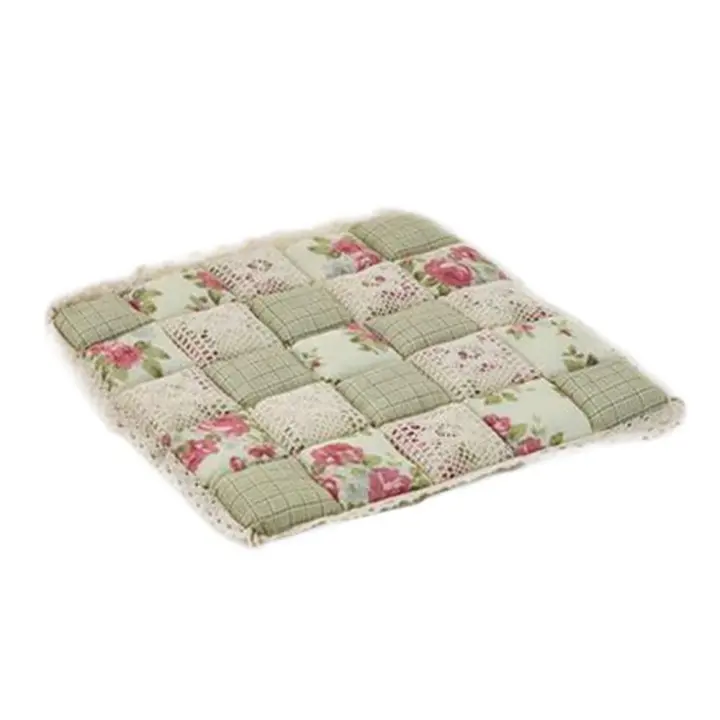 Cojín para silla cómodo estilo flor cuadrada, cojín para silla de algodón rosa relajante, cojín de asiento más grueso para el hogar - 1