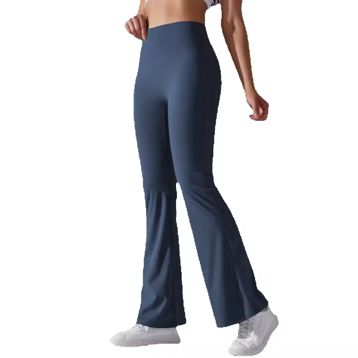 Leggings de yoga de color sólido para mujer, pantalones acampanados de cintura alta, elásticos, entrenamiento, pierna ancha - 1