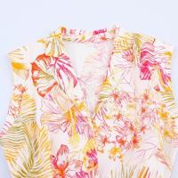 Vestido midi estampado BUNO para mujer con decoración de hebilla en el cuello para primavera/verano. Ropa casual para mujer. - details 3