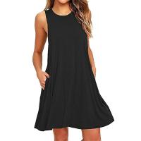 Vestido casual tipo camiseta para mujer, verano, con bolsillos, talla grande, estilo, vestido de playa, corte holgado y fluido. - details 3