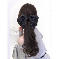Cola de Caballo baja, lazos negros, extensión de cabello con nudo, postizo, cola de caballo larga y rizada, peluca de cola de caballo con Clip de garra suave Natural para uso diario - details 7