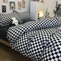 Seta de Cama Nórdica Azul a Cuadros 220x240 Funda de Edredón 3/4 Piezas Juego de Ropa de Cama con Diseño a Cuadros Tamaño 200x230 - details 6