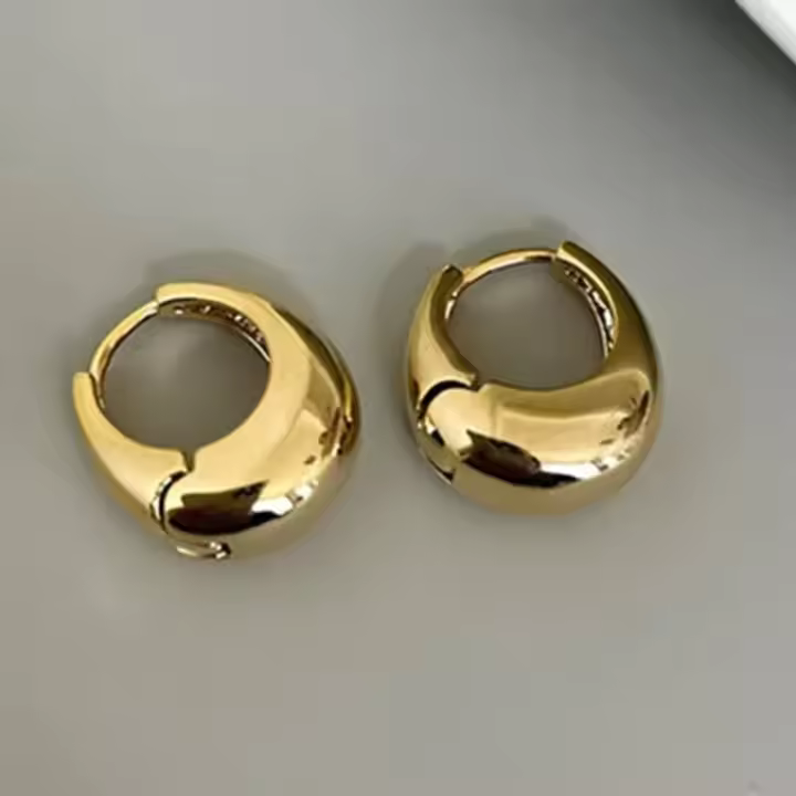 Aretes Domo de Oro Vintage Acero Inoxidable Brillante Estilo Deportivo y al Aire Libre - 1
